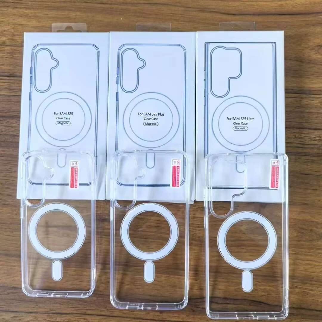 Anti-shock Transparent Magnetic Wireless Charging Back Phone Cover for Samsung S25 S24 Ultra S23 S22 ultra Plus