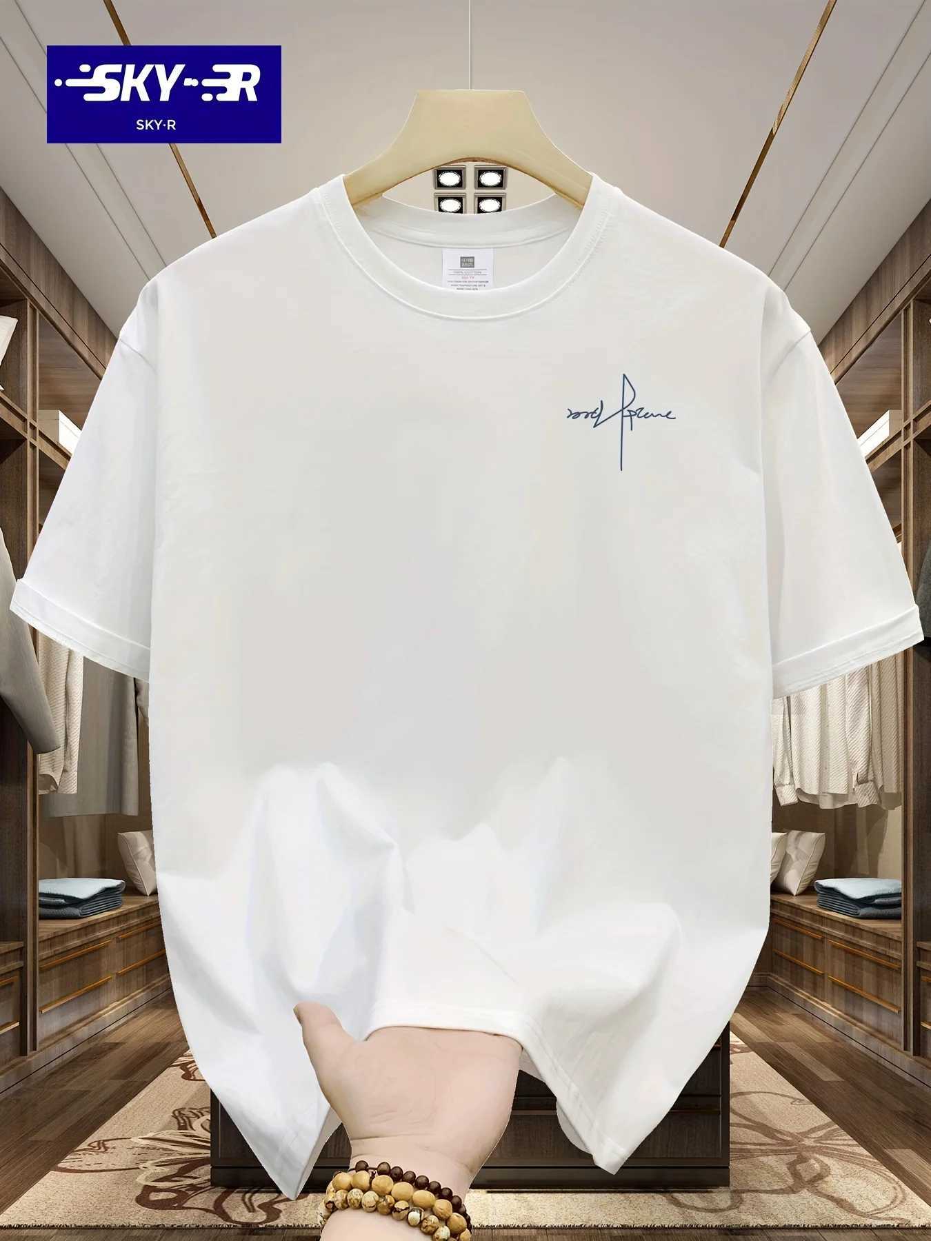 Summer mens 100% pure cotton casual sports loose large letter pattern printed comfortable round neck short sleeved T-shirt topT250318
