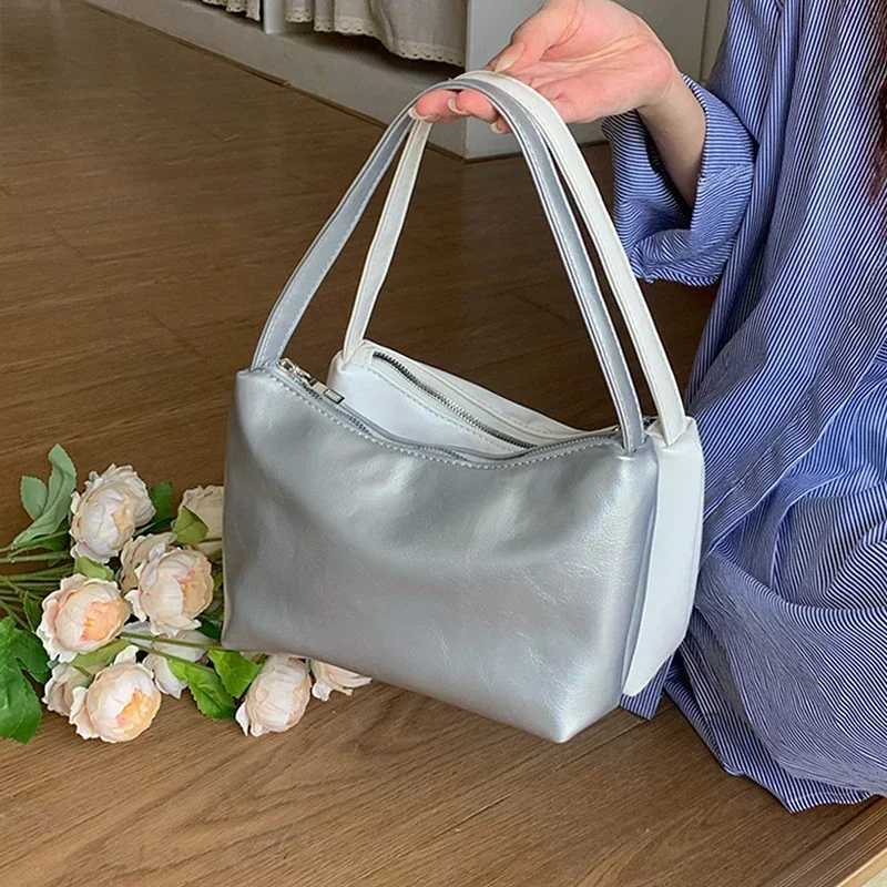 New Simple Solid Color Shoder Bag Soft PU Leather Small Tote for Wen Niche Design Underarm Bag Dating Shopping Handbag Z250318