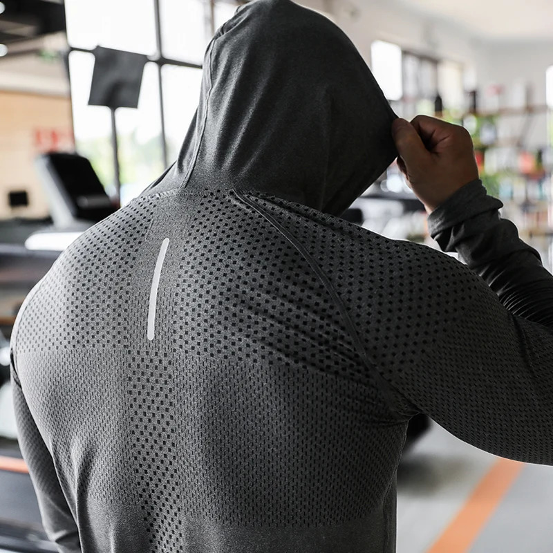 Mens fitness tracksuit running hoodie gym jogging outdoor sweatshirt top muscle training 250319