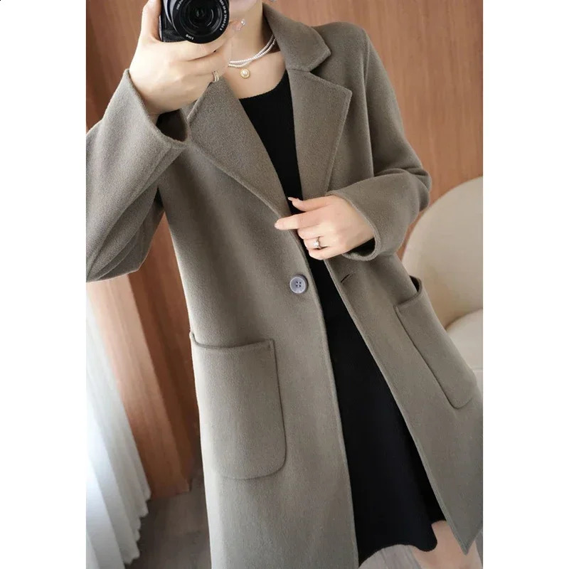 Autumn Winter Women Comfortable Baggy Woolen Coat Lady Fashion Elegant Solid Color Outside Daily Thermal Fleece Jackets 250319