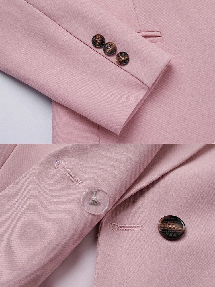 Womens formal jacket vest pants autumn winter navy blue pink almond office womens business professional workwear 3piece set 250319