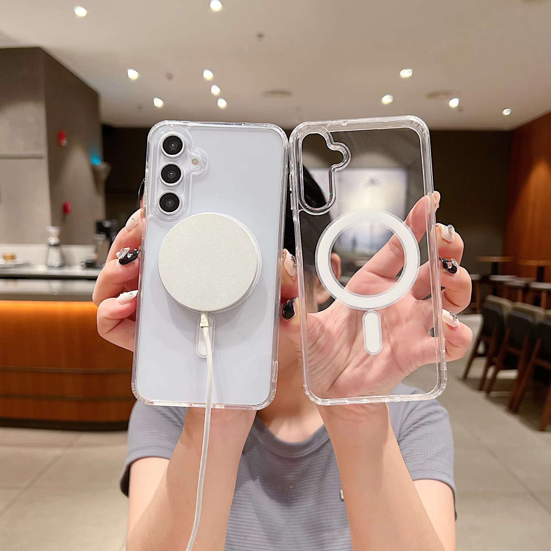 Mobile Phone Transparent TPU Magnetic Protective Case for Samsung A56 A36 A15 S23 S24 S25 Ultra S22Plus