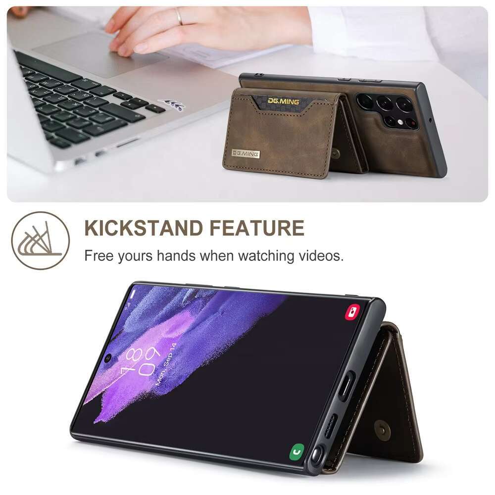 Detachable Leather Magnetic Card Pocket Phone Galaxy S23 S24 Plus Ultra, Wallet Case for Samsung S22 Ultra