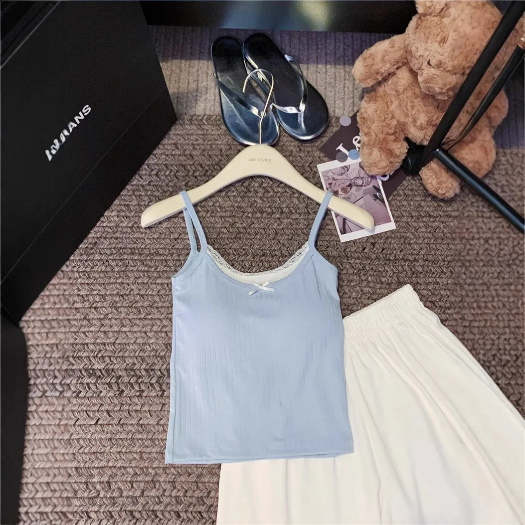 Two piece Illusionlace lace vest and shoulder strap womens summer cotton lined weight loss top with chest cushion 250319