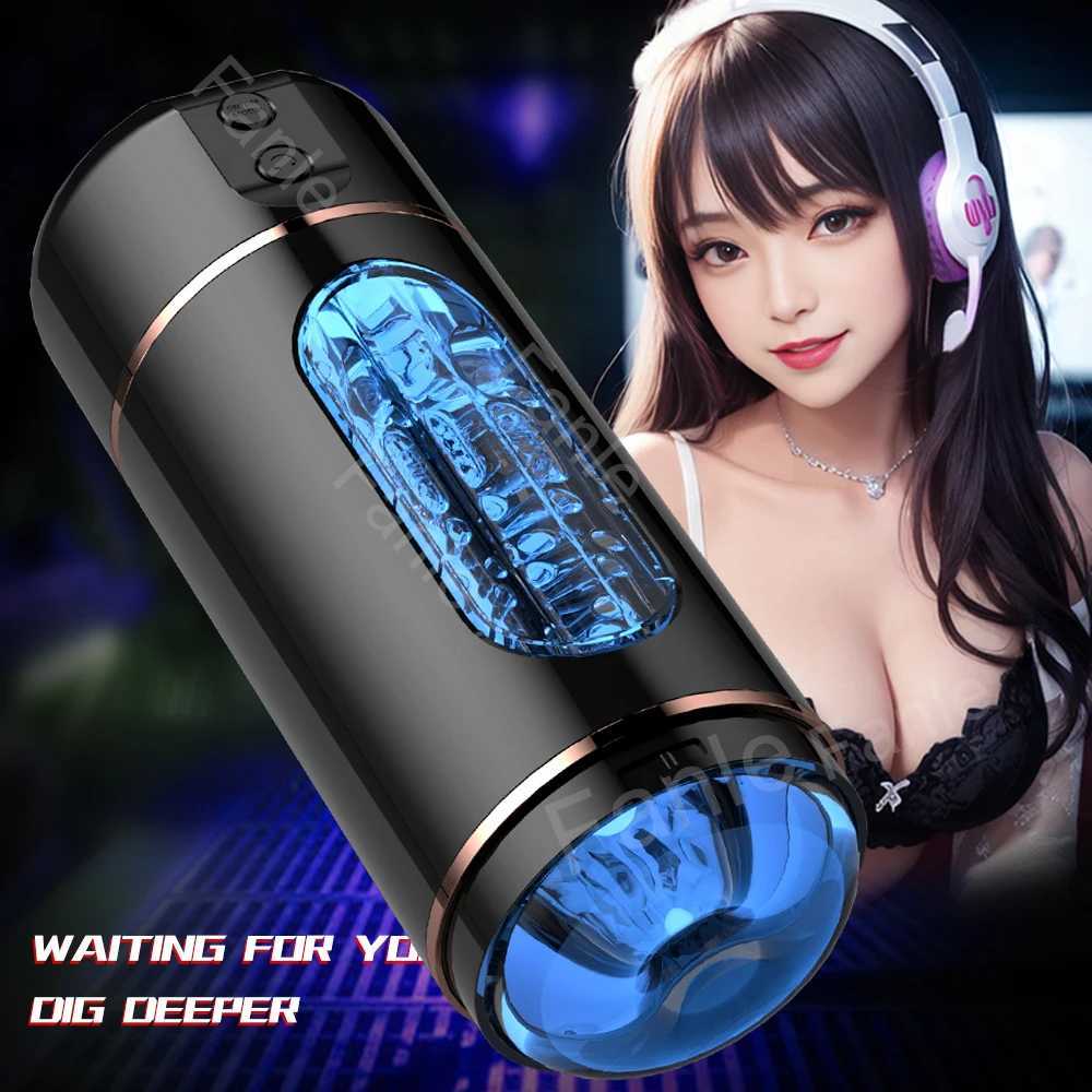Male Automatic Masturbator Cup Vibration Squeezible Pocket Pussy Vagina Penis Oral Sex MachineXJ250319