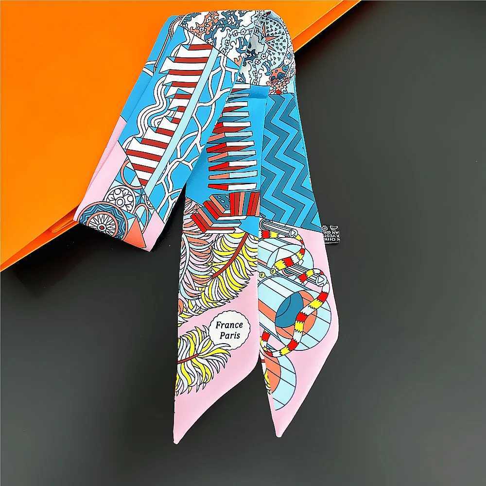 Luxury Summer Fashion New Plant Flower Womens Decoration Twill Silk Scarf Narrowband Strap Bag Small Scarf X250319