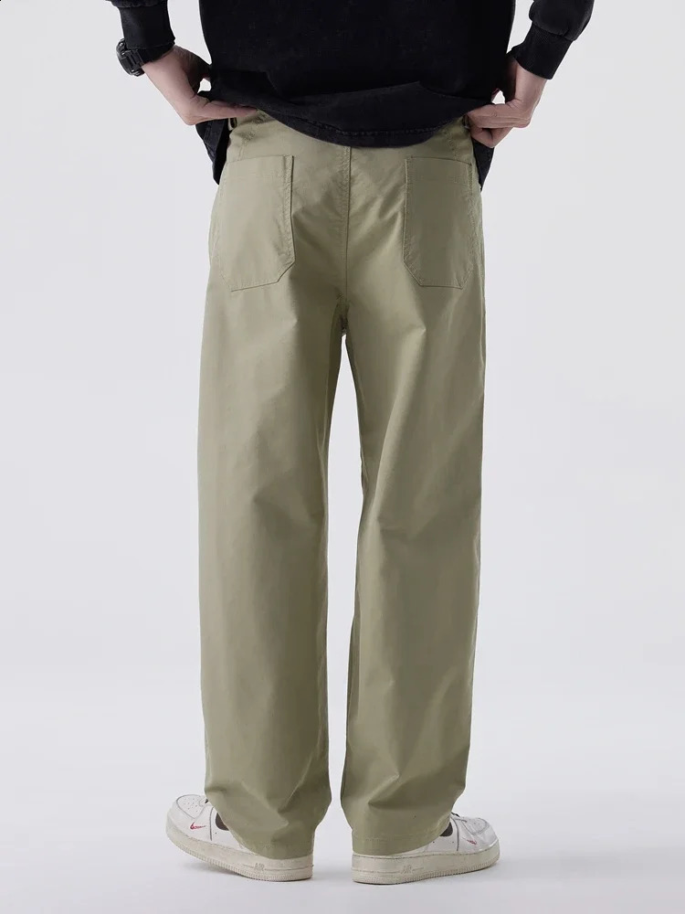 Korean fashion mens wide leg pants paired with carpenter Trouser spring and summer highend casual Chino streetwear 250311
