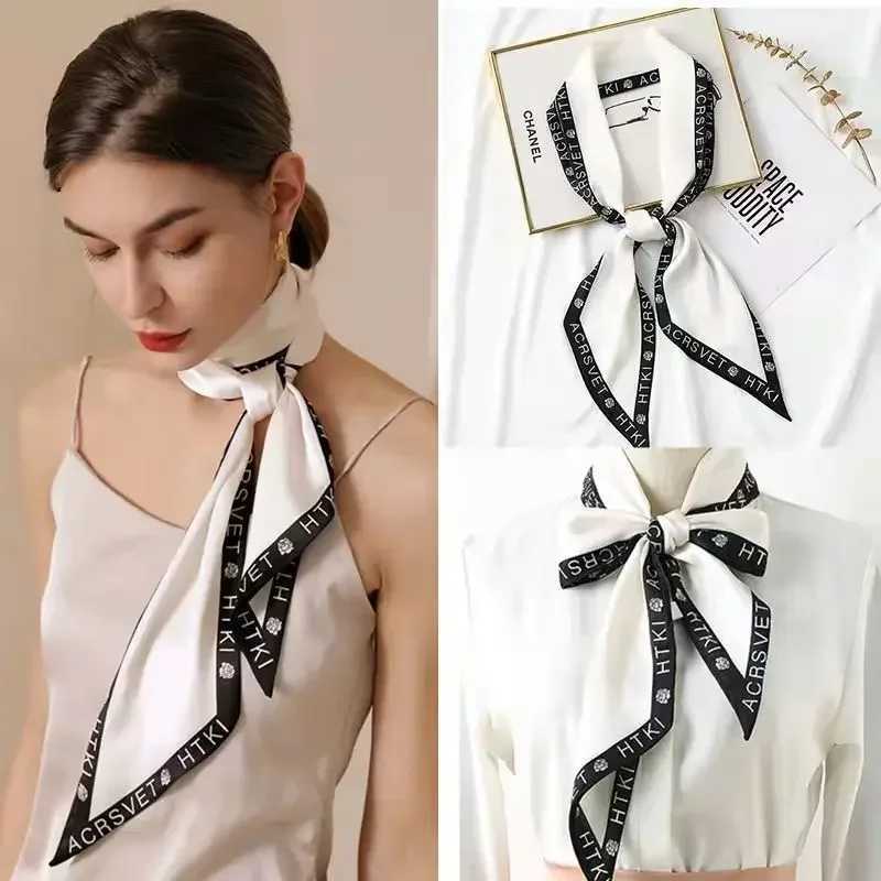 2024 Blockbuster sloping brushed style imitates ribbon printed roses European and American long ribbon neck ribbons X250319