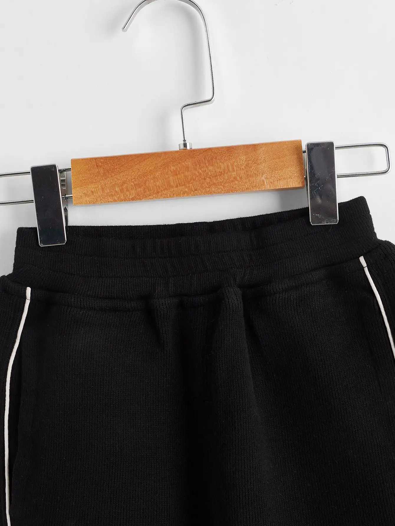 Childrens wear girls fall casual pants Black high waist hem pants with simple breathable comfortable design senseT250318