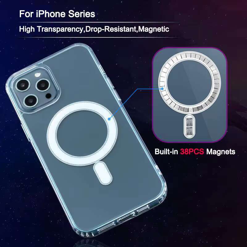 Shockproof Clear Charger Mag Mobile Cases Transparent Safe Magnetic Phone Case for Iphone 15 14 13 Pro Max