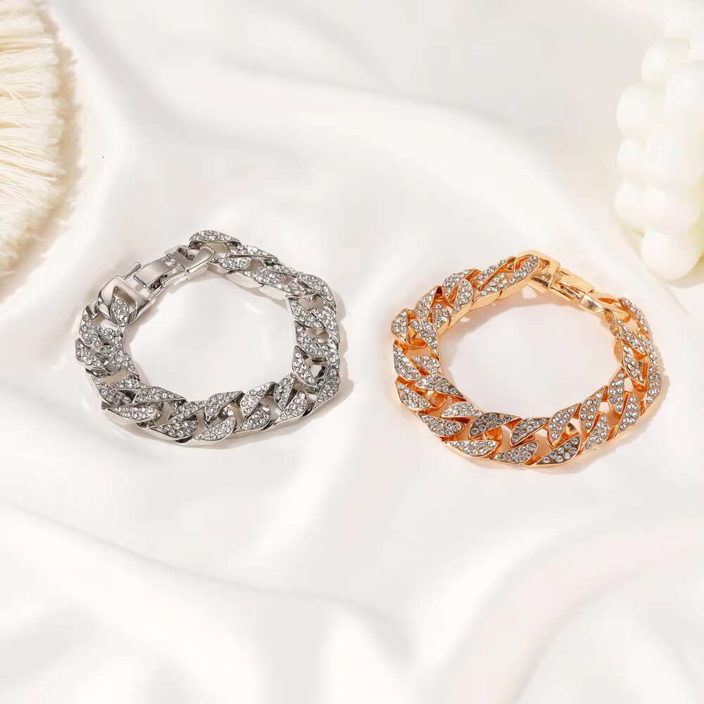 Gold Plated Hip Hop Men's Jewelry Crystal Water Dia Ice Out Cuban Chain k