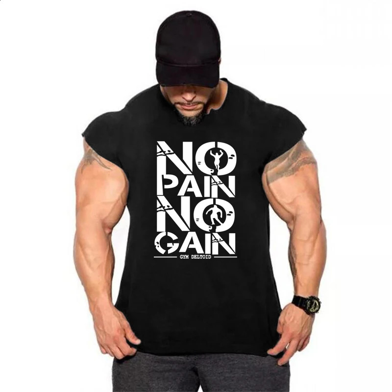 Gym Clothing Mens Bodybuilding Hooded Tank Top Cotton Sleeveless Vest Sweatshirt Fitness Workout Sportswear Tops Male Suspenders 250319