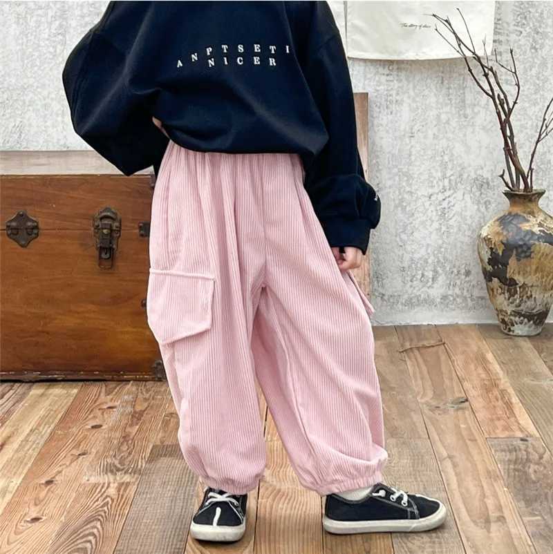 Boys and Girls Work Pants Cool Kids Hip Hop Trouser Spring/Summer Teen High Waist Straight Pants Childrens Clothing 1-12 Years OldT250318