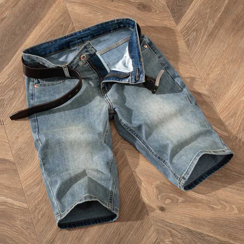 Summer Thin Mens Jeans Shorts Retro Slim Straight Classic Cropped Pants Casual Versatile Washed Nostalgic Pants W250319