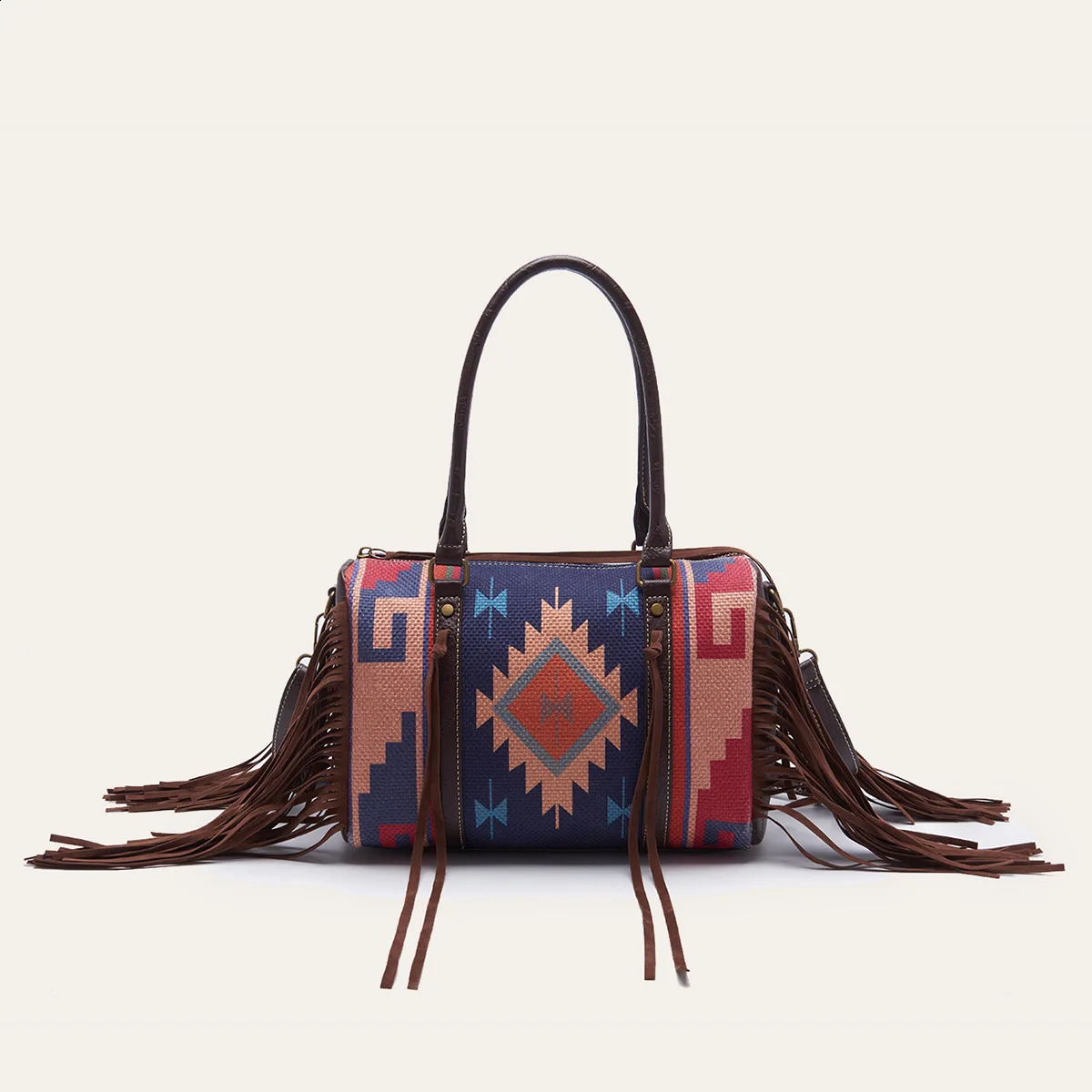 Ethnic style Indian printed womens linen handbag Pu leather shoulder bag wallet multifunctional 250317