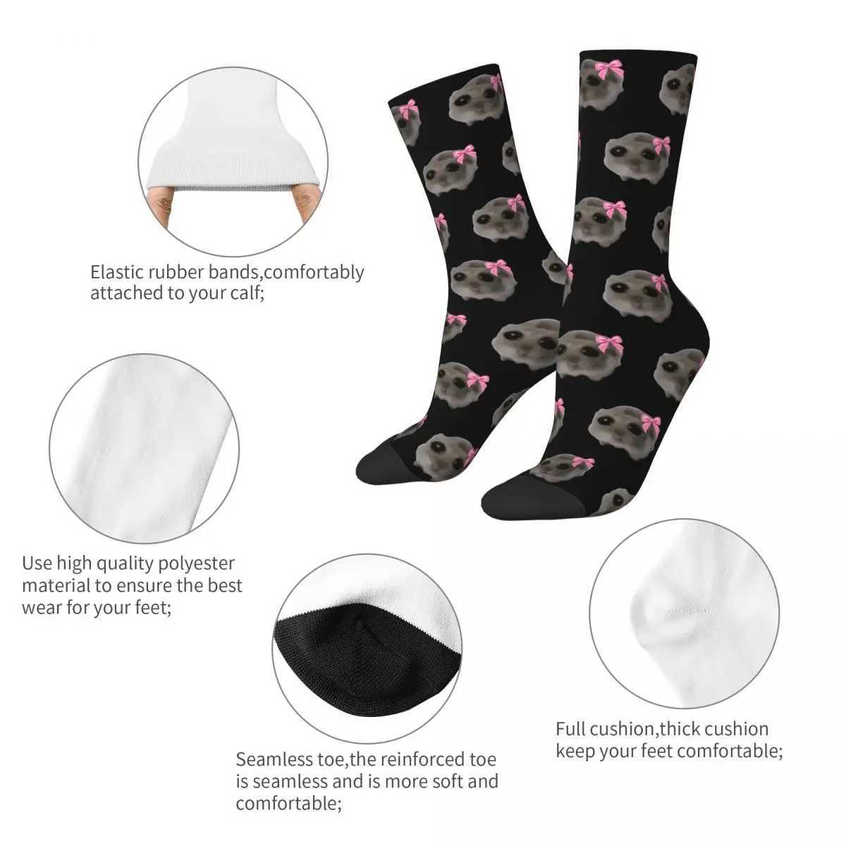 Autumn Winter Cool Mens Womens Sad Hamster Meme Socks Sweat Absorbing Basketball Socks X250319