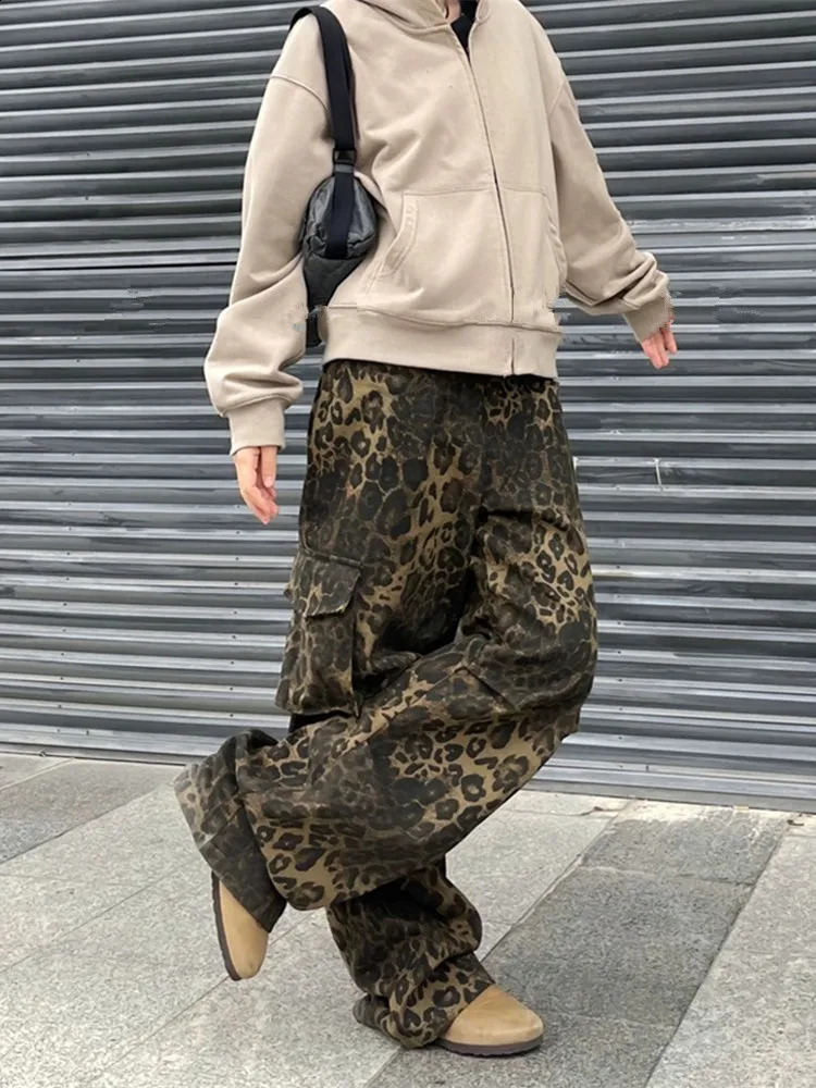 Ropa Y2K Street Panther Bag Jeans Mens Cargo Pants Clothing Hip Hop Wide Leg Pantaloni Uomo 250317