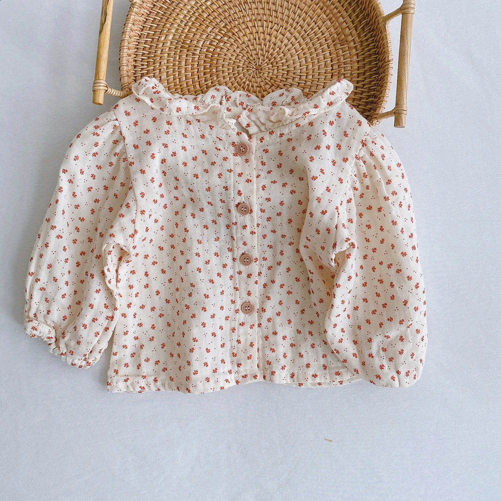 Spring fashion fine cotton baby girl shirt full sleeve floral bottom project born clothing 250319