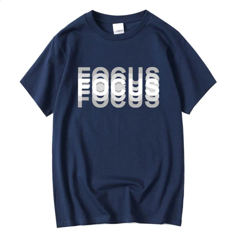 Summer Mens 100 Cotton High Quality Casual Sports Loose Oversized Funny Focus Print Round Neck Short Sleeved Tshirt Tops 250319