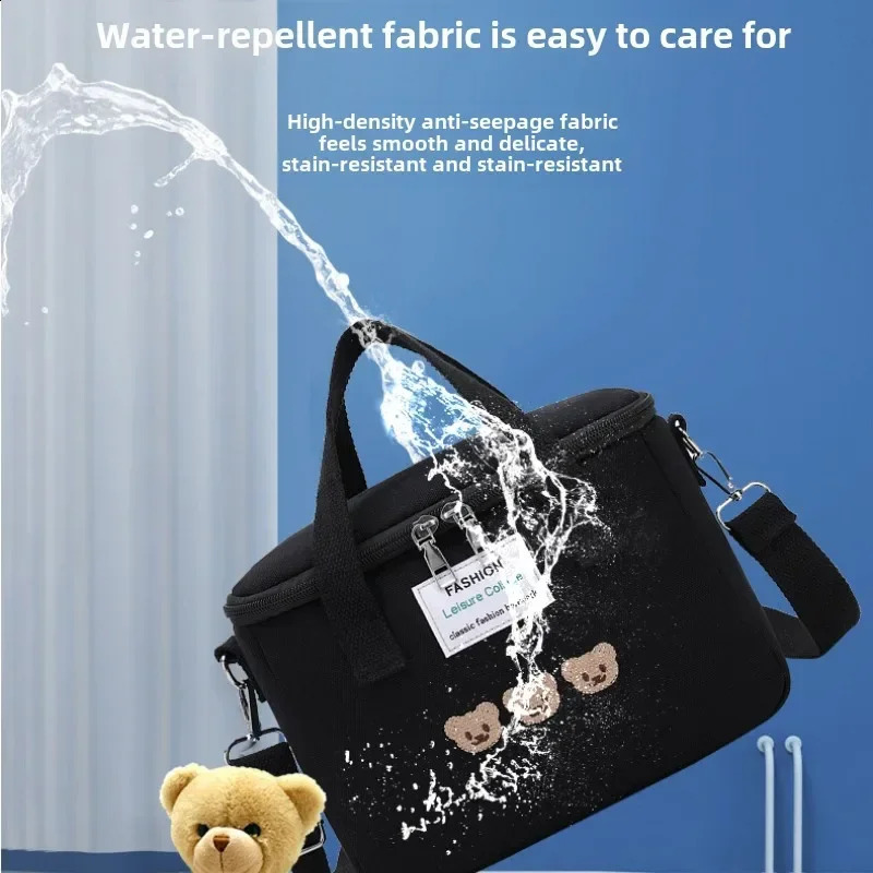 Large Capacity Multifunctional Waterproof One-shoulder Mummy Bag Cartoon Bear Portable Fashion Mummy Bag Outdoor Travel 250319
