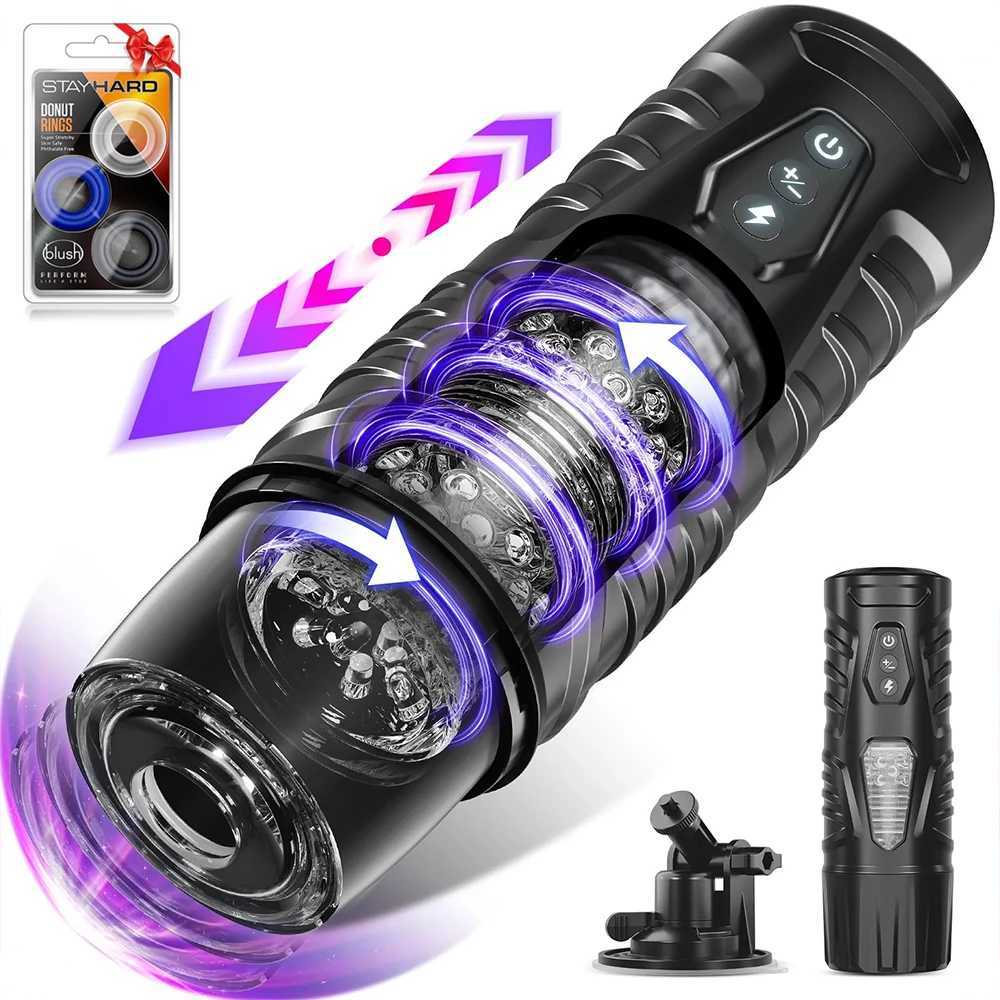 Hannibal Automatic Male Masturbators 7 Thrusting Rotating Suction Cup for Penis Stimulation Pocket Pussy Adult Toys for MenXJ250319