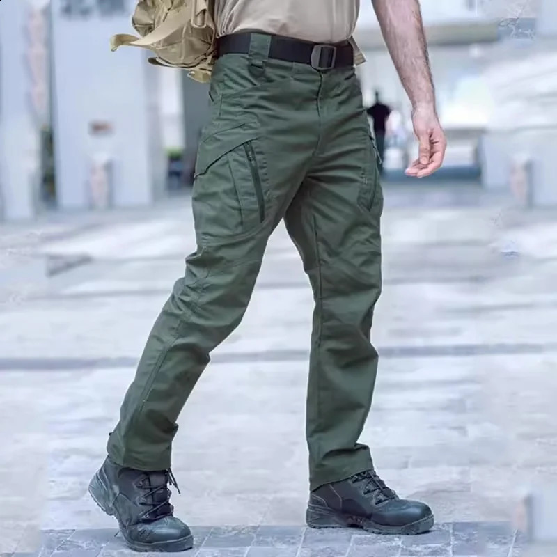 2025 Urban Tactical Pants Mens Cargo Trouser Outdoor Work Multi Pocket Waterproof Leisure Training Hiking Bag 250319
