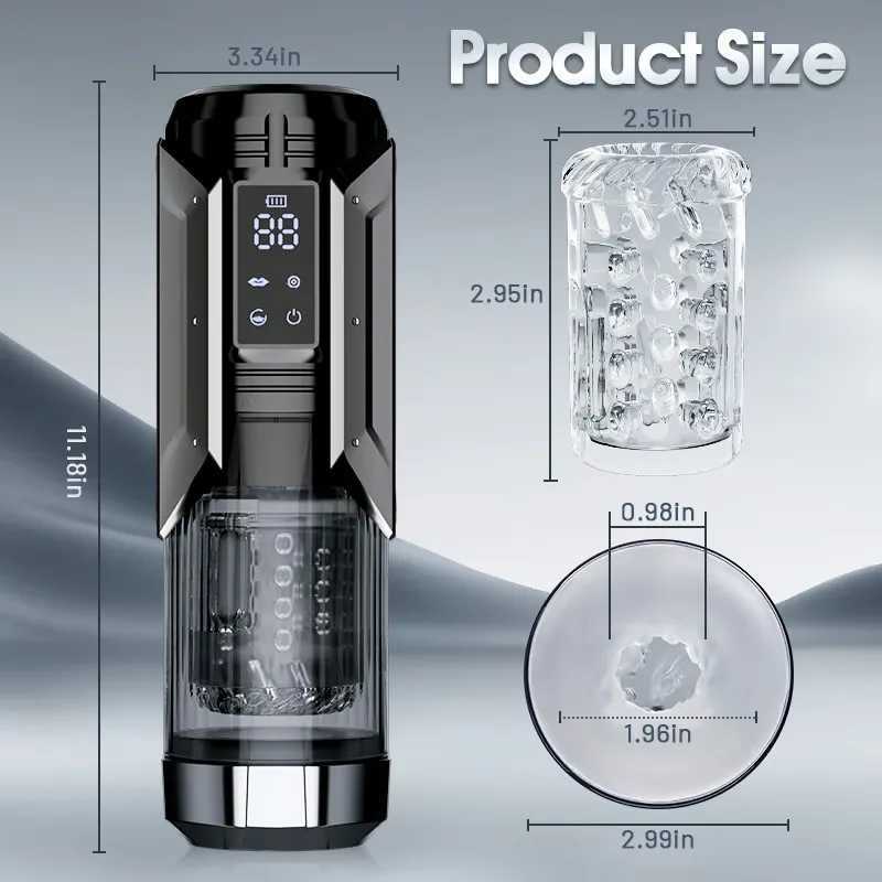 Telescopic rotating masturbation cup sucking penis pump pocket cat oral sex toy stroke piston automatic male masturbationXJ250319