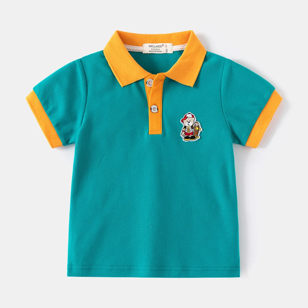 Baby Boys Short-sleeved T-shirt Summer Boys Color Blocking Short-sleeved POLO Shirt Baby Cartoon Tops 250319