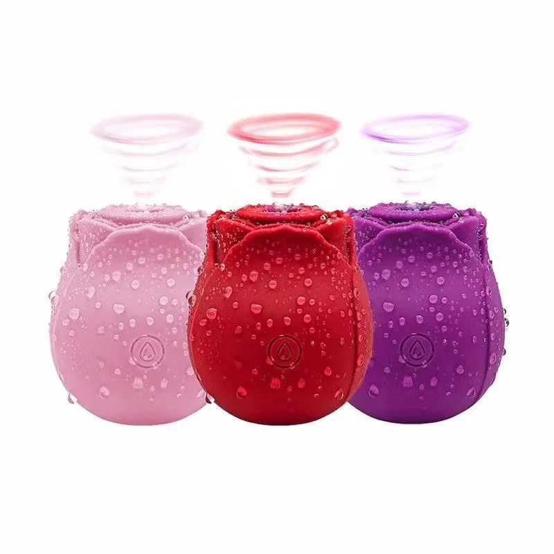 Rose Shape Intimate Good Nipple Suction Cup Oral Licking Vaginal Suction Cup Vibration Suction Cup Stimulating Powerful Sex Toy Rose vibrator W250319