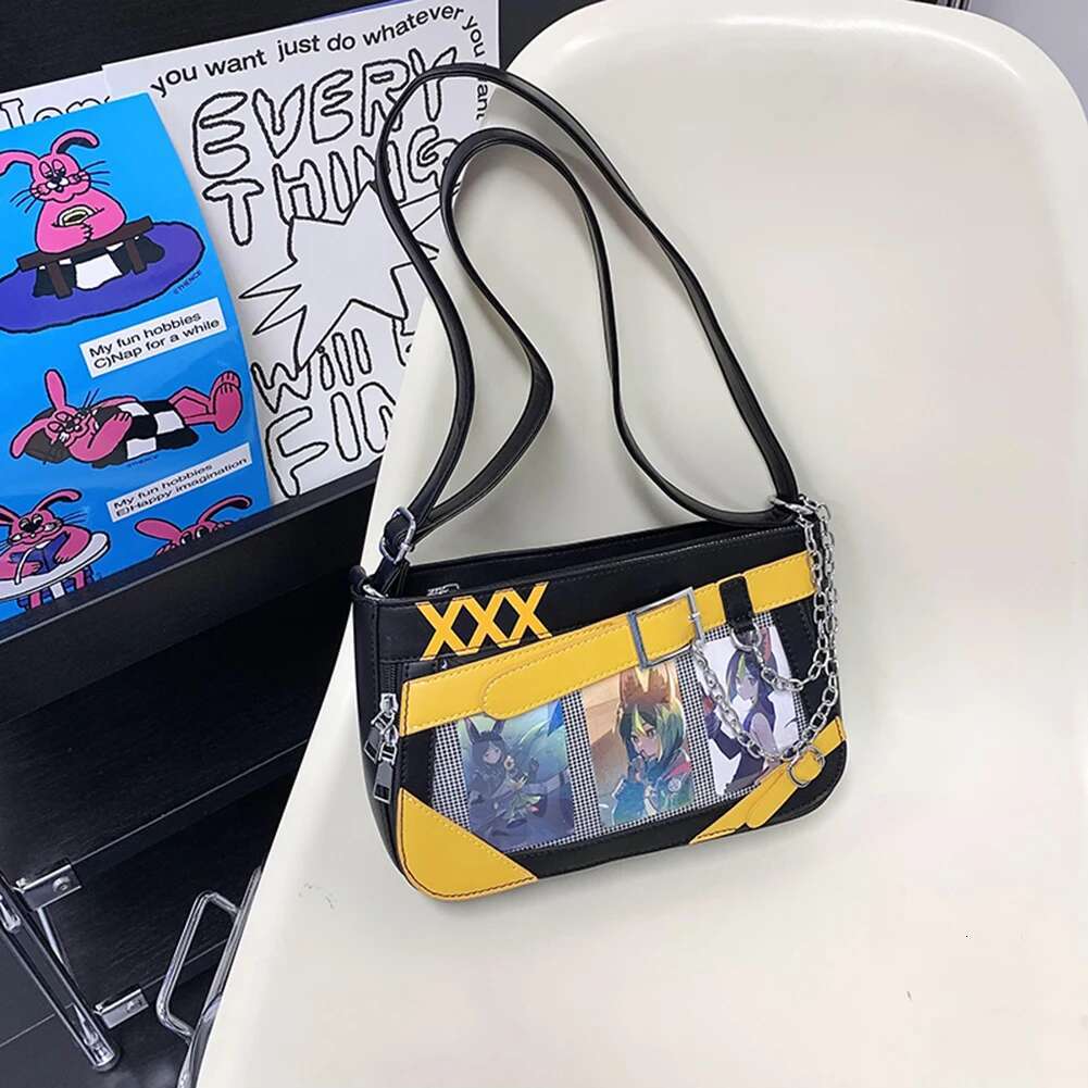 Women Ita Clear Window Shoulder With 3 Badges Badge Crossbody Kawaii Pin Display Handbag Girls Uniform Bag