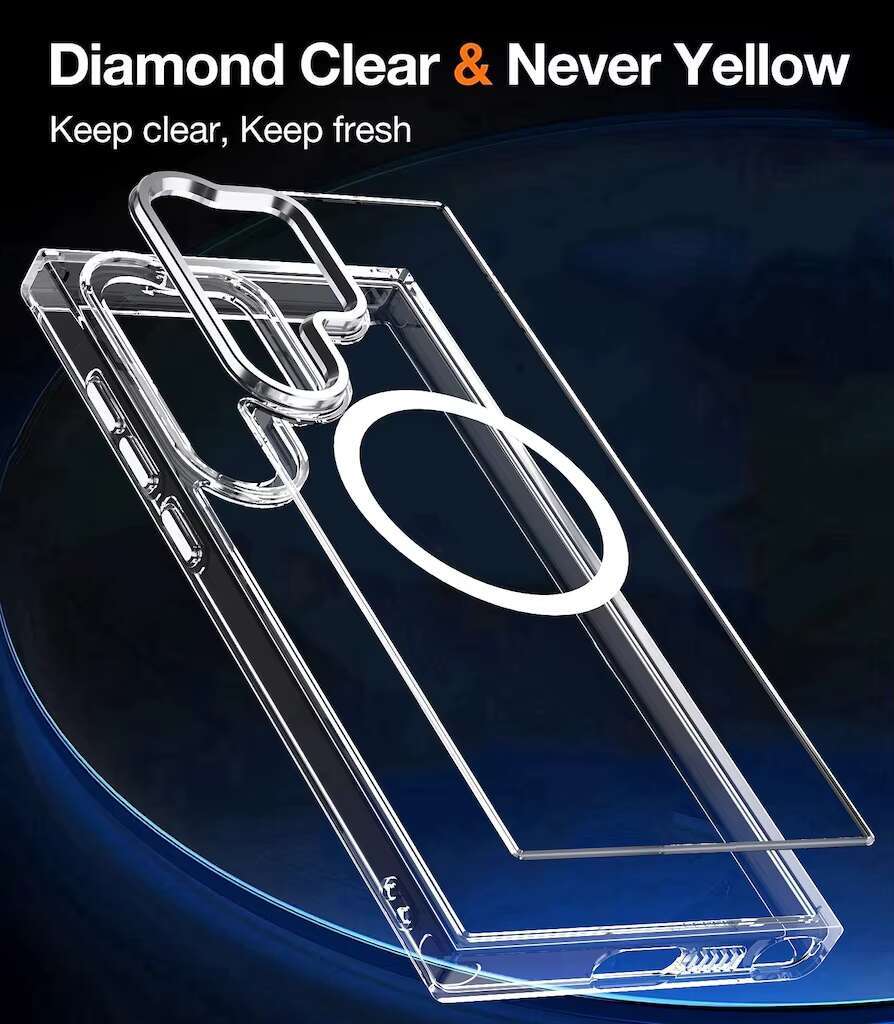 High Transparent PC Hard Mobile Phone Case for Samsung S25 Ultra case Simple Strong Magnetic Lens Frame Cover Solid Color