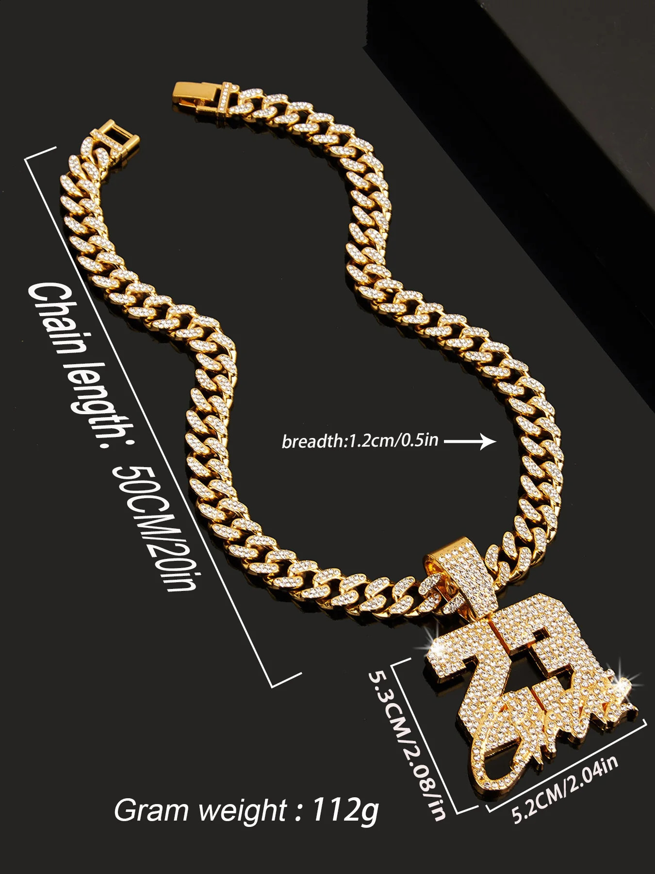 Mens Hip-Hop 23 Number Pendant Necklace with 20-Inch Cuban Chain - Stylishly Funky 250313