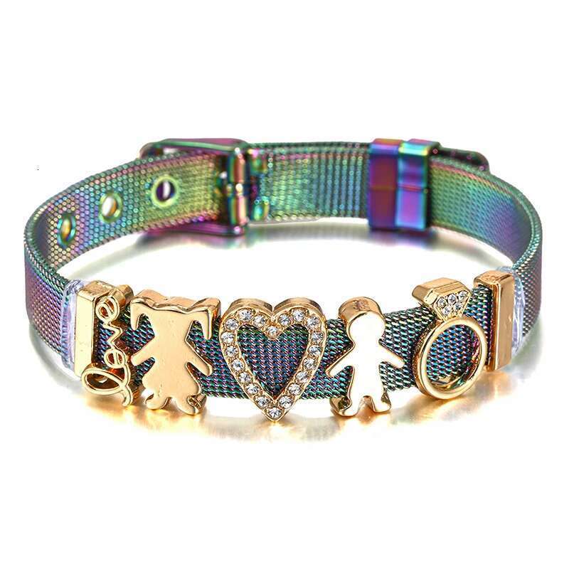 TTY 10mm Colorful Mesh Charm Bracelets DIY Stainless Steel Kepper Bangles Set Pack For Women Men Pulseras Jewelry Gift