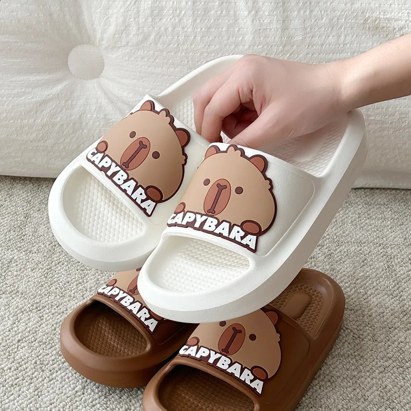 Parent- Cartoon Slippers Summer Non-Slip Flip Flops Cute Capybara s Adults Home Beach Shoes 250318