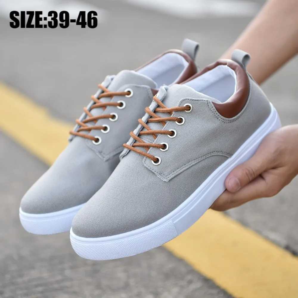 Mens Shoes Lace-up All-match Casual Shoes Canvas Sneakers Flat Shoes Fashion Comfortable Rubber Soled Non-slip Sneakers Z250319