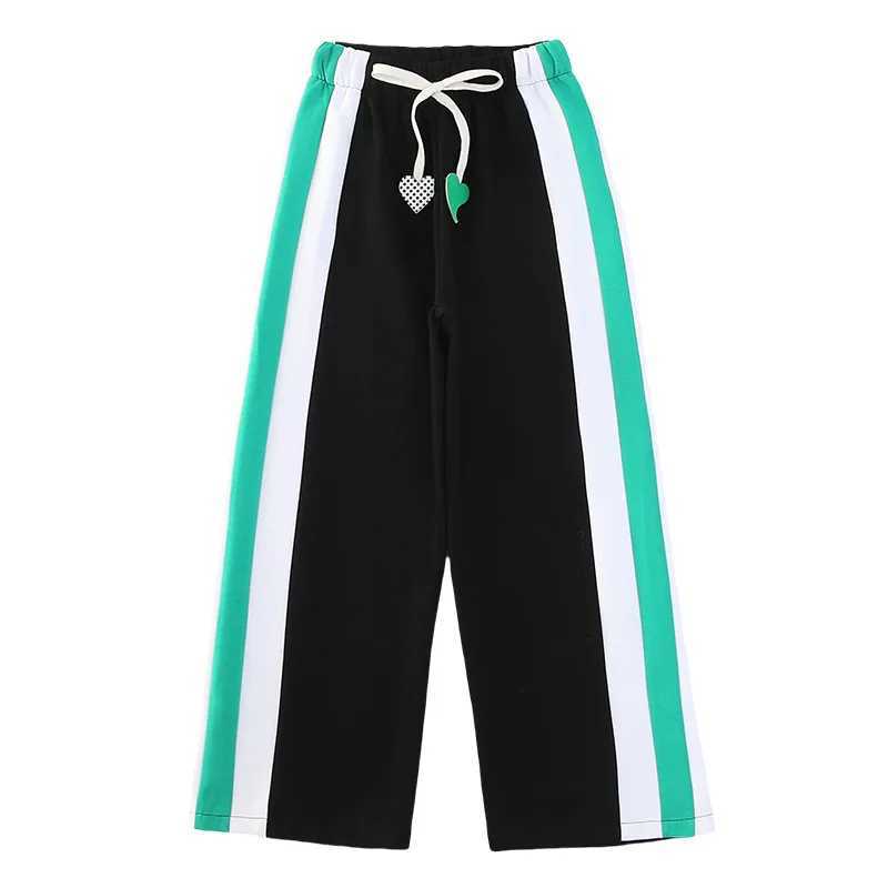 Girl paired with colorful sports pants new wide leg pants spicy girl straight leg sports pantsT250318