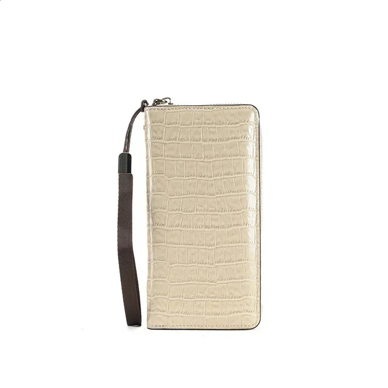 Fashionable solid grid long womens wallet retro zipper Pu leather large capacity wallet mobile bag gift 250318