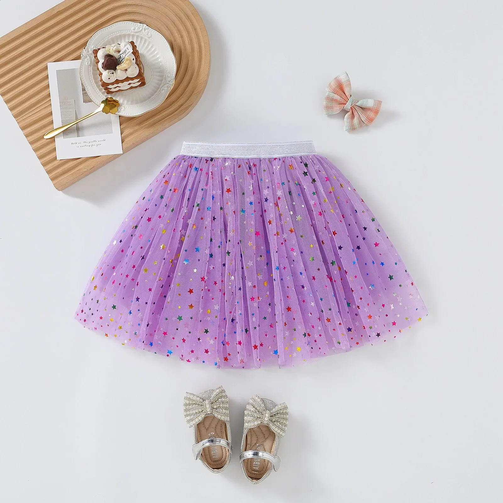2025 Baby Girls Tulle Star Short Tutu Skirt Children Fancy Ballet Dancewear Party Costume Ball Gown Mini Skirt 1-5Y 250319