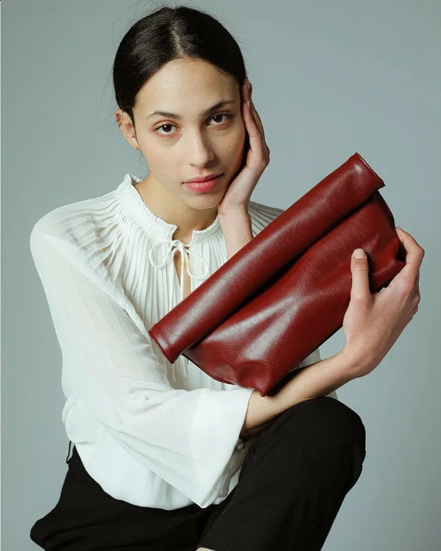 Vintage Women Clutch bag soft pu leather Lady evening bags Trend party girl Envelope Bag Fashion Burgundy Clutches purse 250314