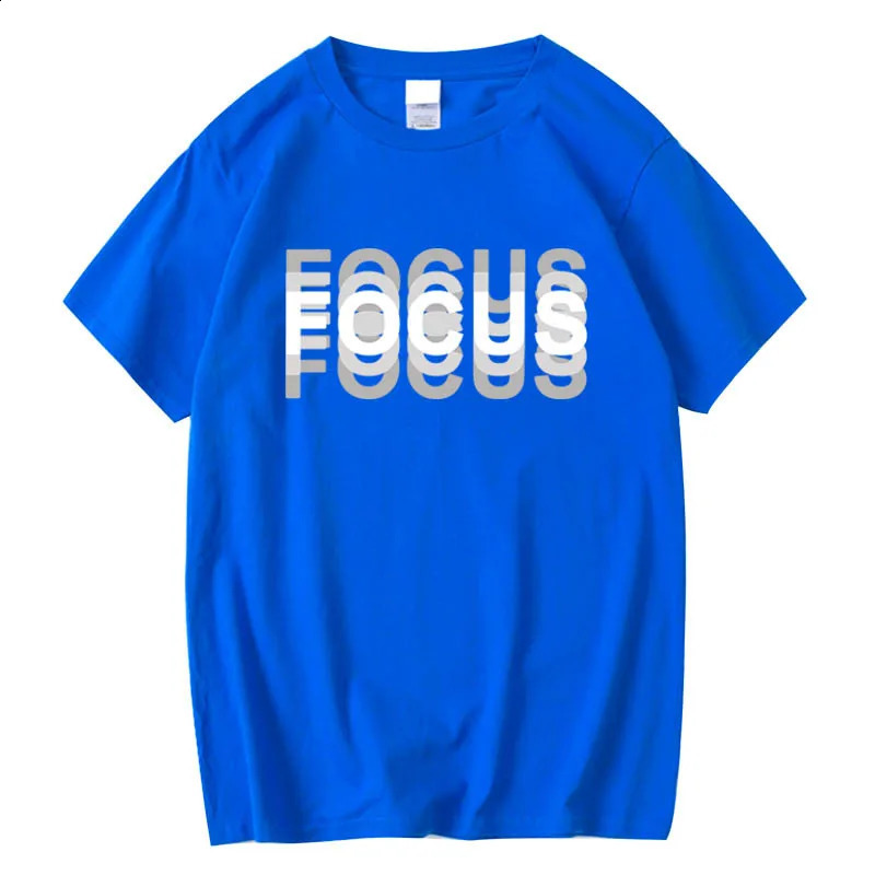 Summer Mens 100 Cotton High Quality Casual Sports Loose Oversized Funny Focus Print Round Neck Short Sleeved Tshirt Tops 250319