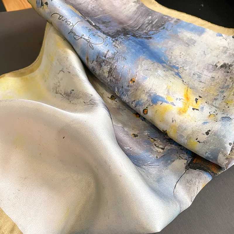 Luxury Br00% natural silk scarf Wen Design small square shawl headband fashionable collar headband X250319