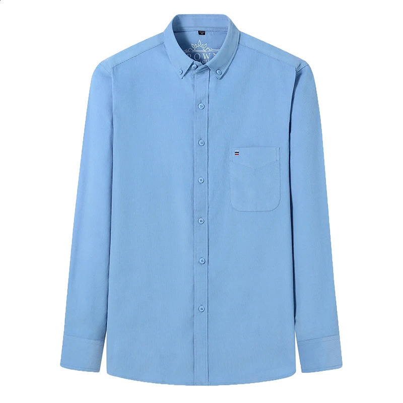7XL 6XL cotton denim shirt mens long sleeved casual fit soft and comfortable pocket dress 250317