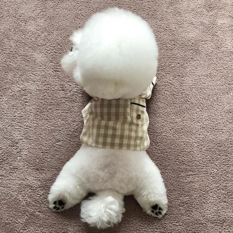 Plain khaki Chihuahua dog shirt family casual fashion soft cat jacket sleep suit spring half sleeved pet clothing 250318