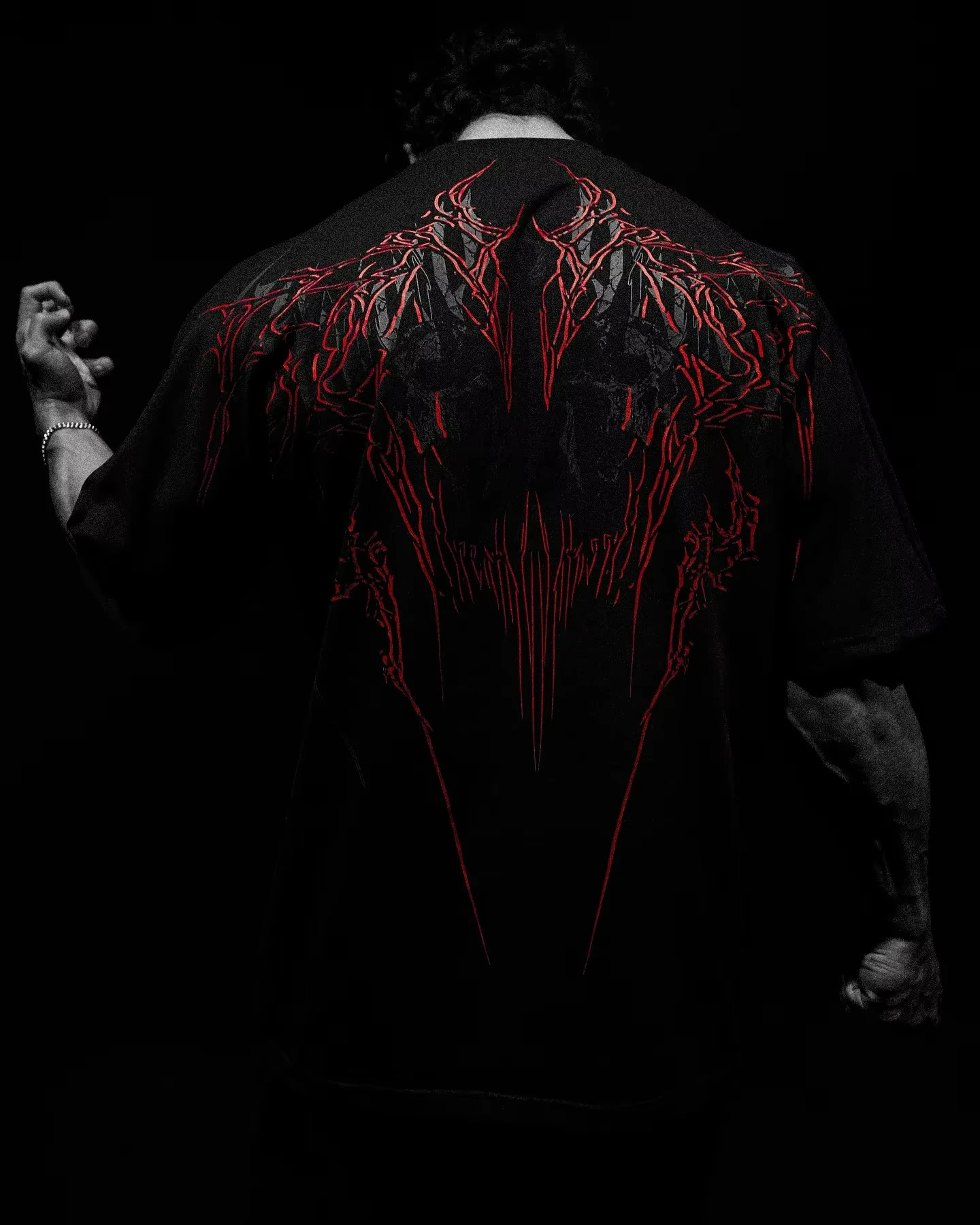 Fashionable mens Tshirt breathable sportswear oversized black American size DTG printed CBUM fashionable 250319