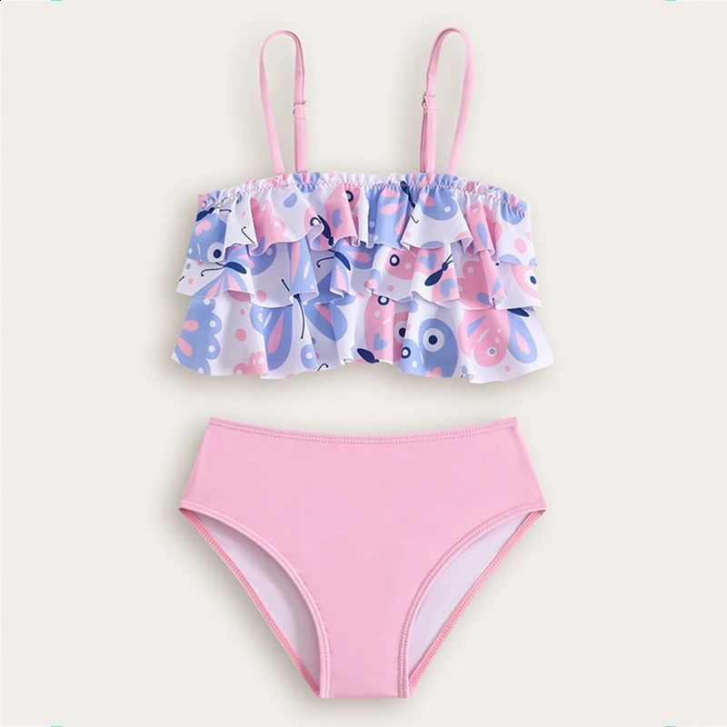 Children Girls Ruffle Bikini Set Kids High Waist Swimwear Children Bathers Bathing Swimming Swim Suit Beachwear 250319