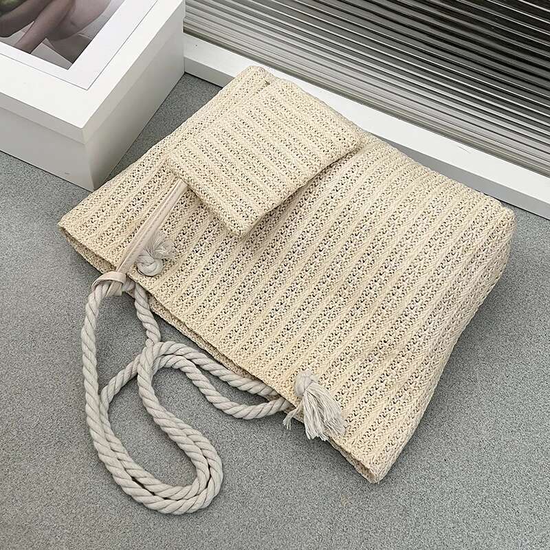 Designer Women Handbags Fashion Large Capacity Straw Tote Summer Beach Bag Casual Bali Big Purse