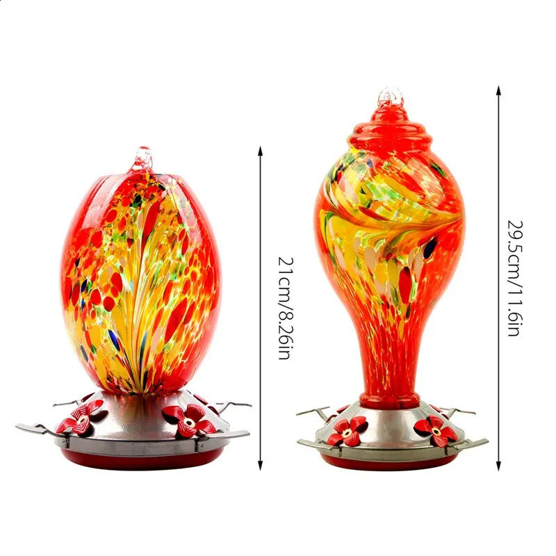 Colorful hummingbird food feeder hand blown glass drinking water bowl for garden and courtyard decoration 250318