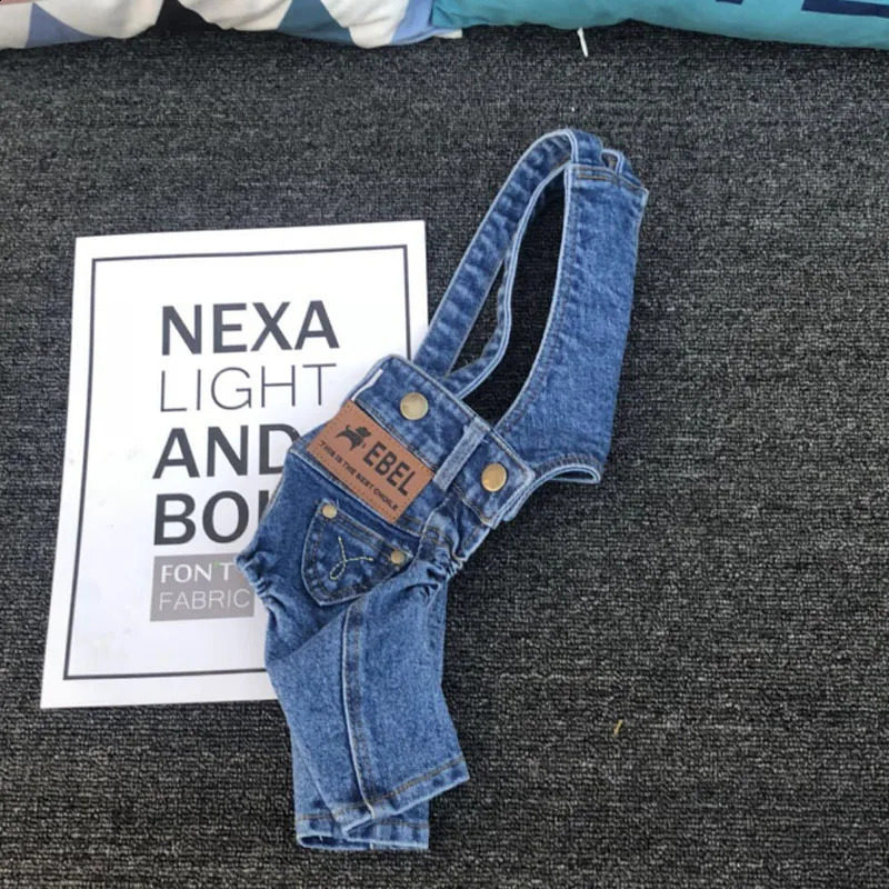 Denim jumpsuit for dogs puppy clothing denim jacket French bulldog Yorkshire Terrier pet pants jeans L 250318