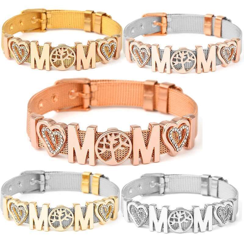 10mm Crystal MOM Life Tree Beads Charm Bracelets DIY Mesh Keeper Bracelets Pulseras Mujer For Women Men Brand Best Jewelry Gift